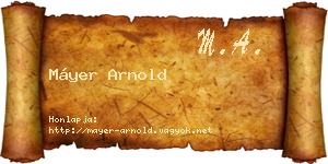 Máyer Arnold névjegykártya